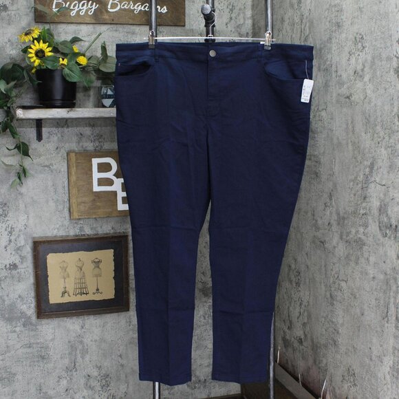 NWT Cj Banks Tapered Straight Fit Mid-Rise Dress Pants JOS-5565 24W Navy Blue - Picture 1 of 9